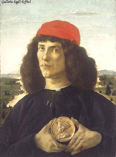 BOTTICELLI, Sandro Portrait of an Unknown Personage with the Medal of Cosimo il Vecchio  fdgd oil painting image